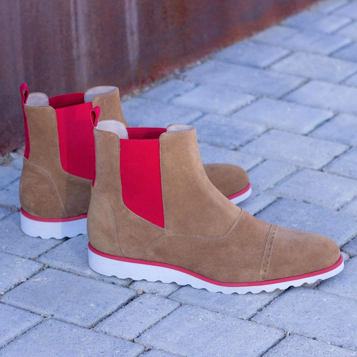 Chelsea Multi Boot-Kid Suede, Lux Suede, Red, Brown-Wholesale