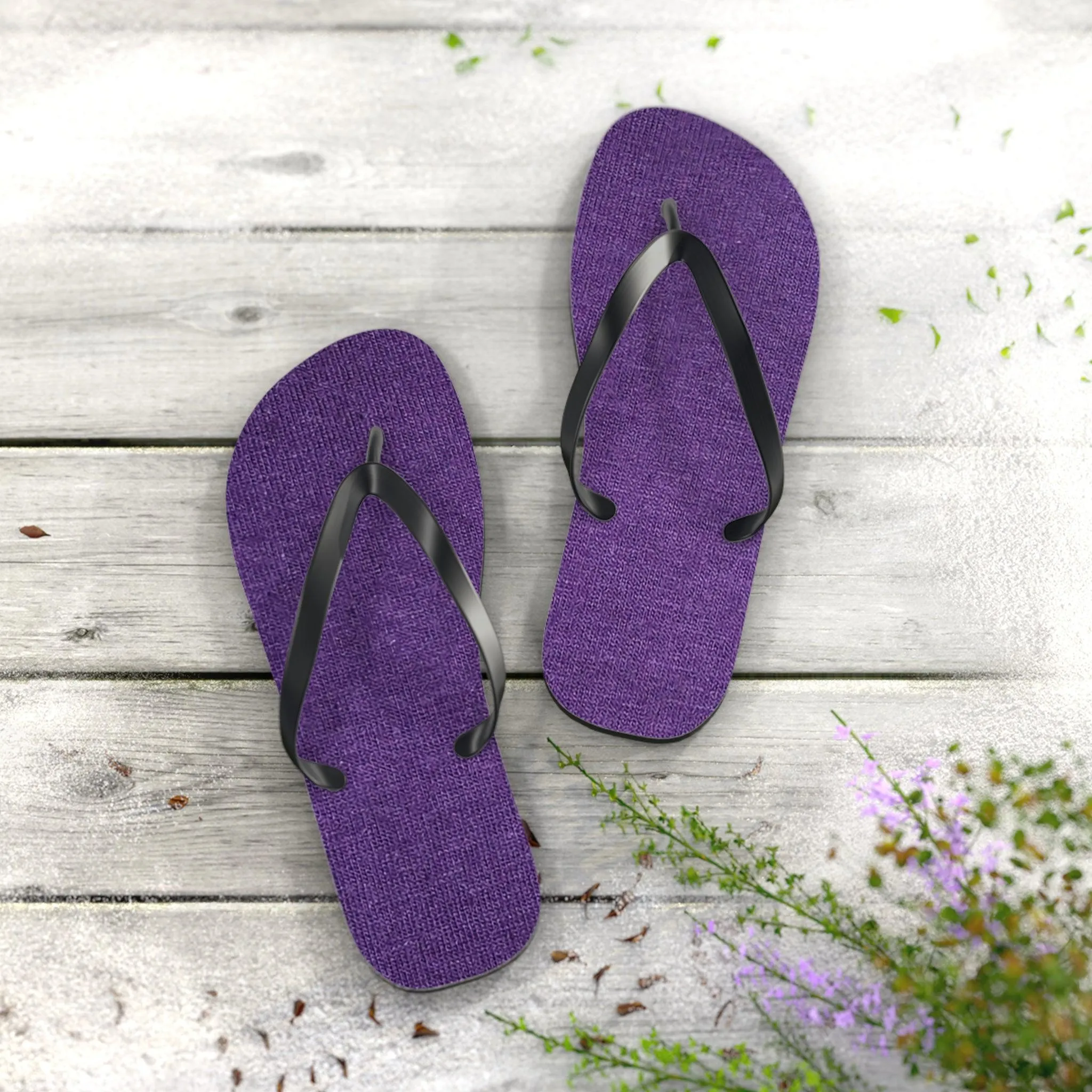 Faux Purple Silk Flip Flops