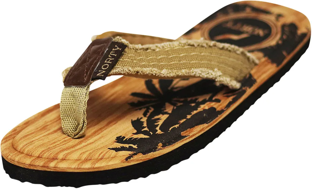 NORTY Boy's Flip Flops Lightweight Canvas Strap Sandal for Everyday Beach Pool Kids - Runs One Size Small