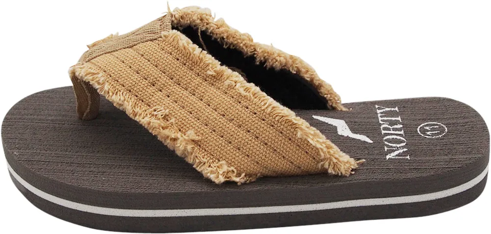 NORTY Boy's Flip Flops Lightweight Canvas Strap Sandal for Everyday Beach Pool Kids - Runs One Size Small