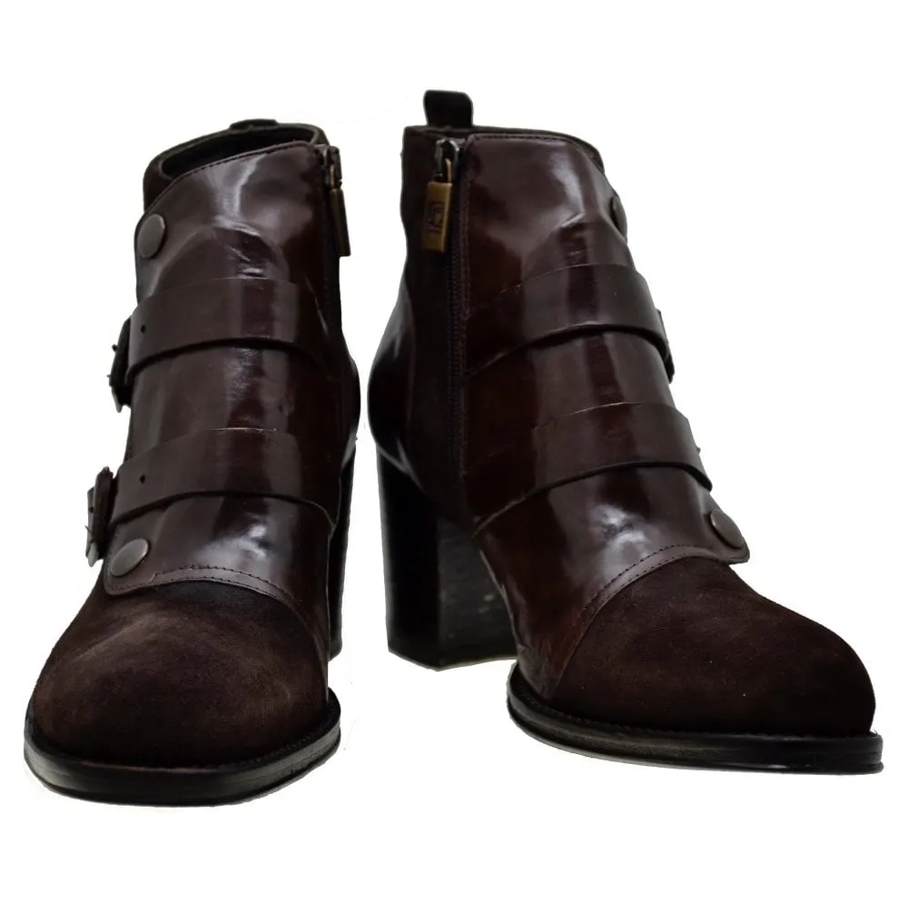 Women's Italian Shoes Jo Ghost 327 Brown Suede Leather Chelsea Boots available sizes 38 39